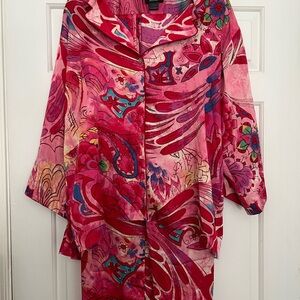 Natori Pink and Red Floral Pajama Set
